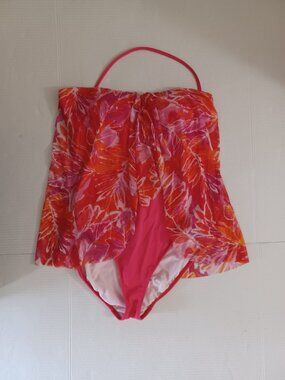 LAUREN RALPH LAUREN LUSH TROPICAL PRINT MESH FLYAWAY ONE PIECE SWIMSUIT SIZE 12